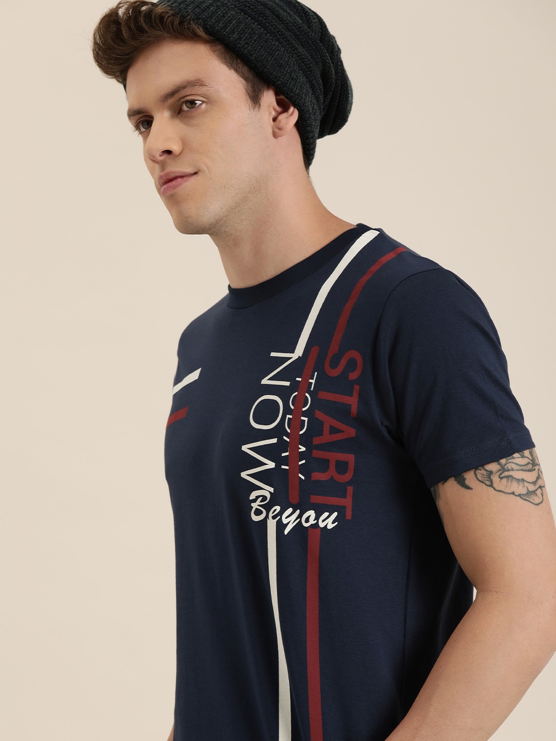 

Moda Rapido Men Blue Printed Round Neck T-shirt