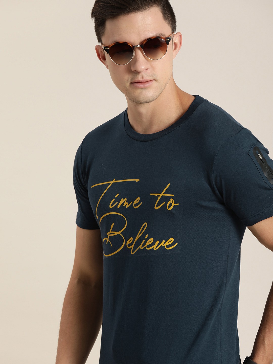 

Moda Rapido Men Navy Blue Printed Round Neck T-shirt