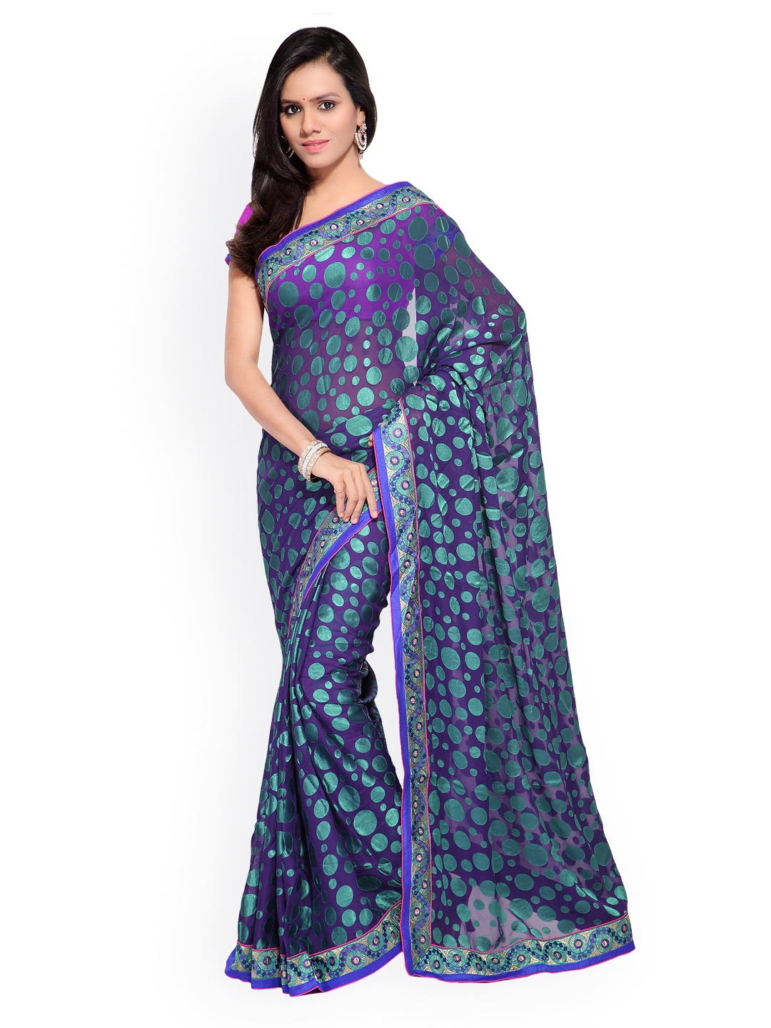 

Kalista Blue & Purple Brasso & Georgette Saree