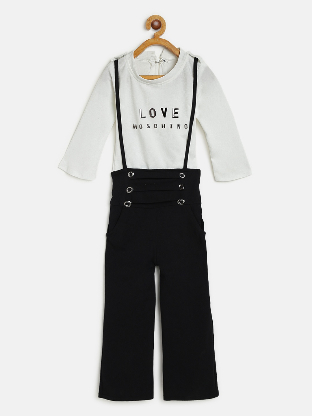 

AD & AV Girls Black & White Printed Co-ord Set with Attached Suspenders