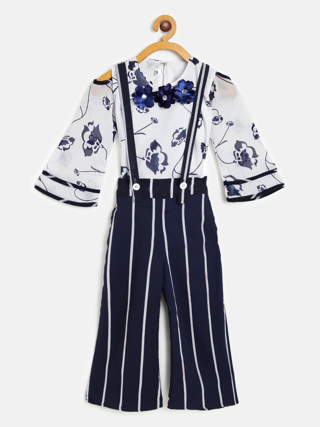

AD & AV Girls Navy Blue & White Co-Ord Set with Attached Suspenders