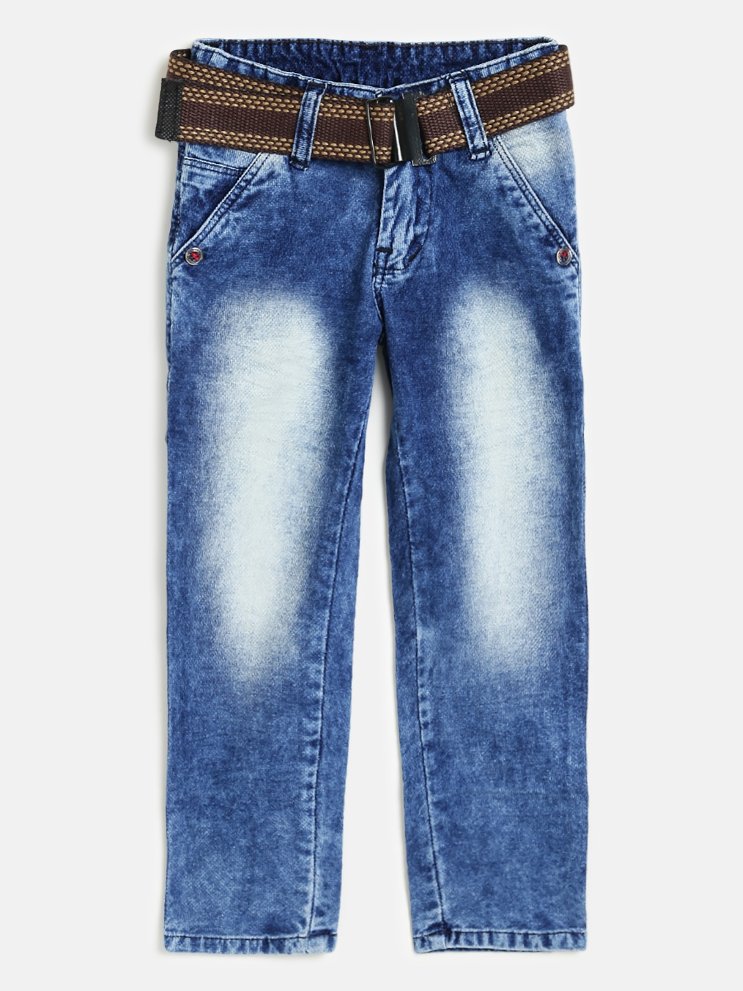 

AD & AV Boys Blue Regular Fit Clean Look Acid Wash Stretchable Jeans with Belt