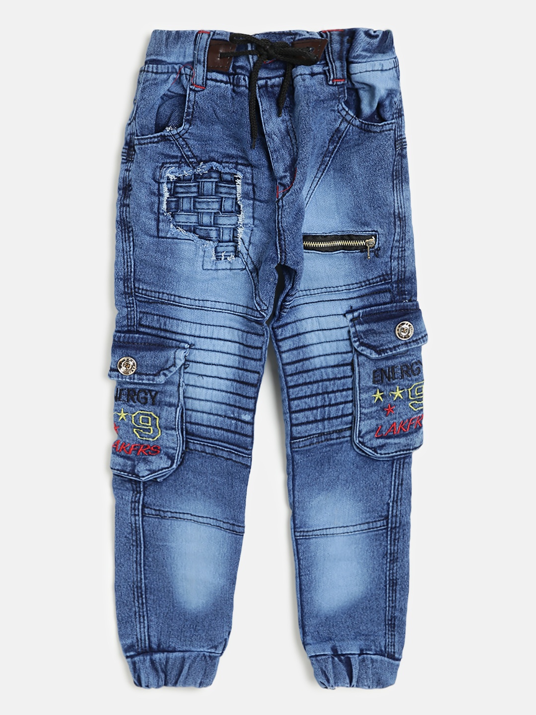 

AD & AV Boys Blue Washed Mid-Rise Clean Look Stretchable Joggers