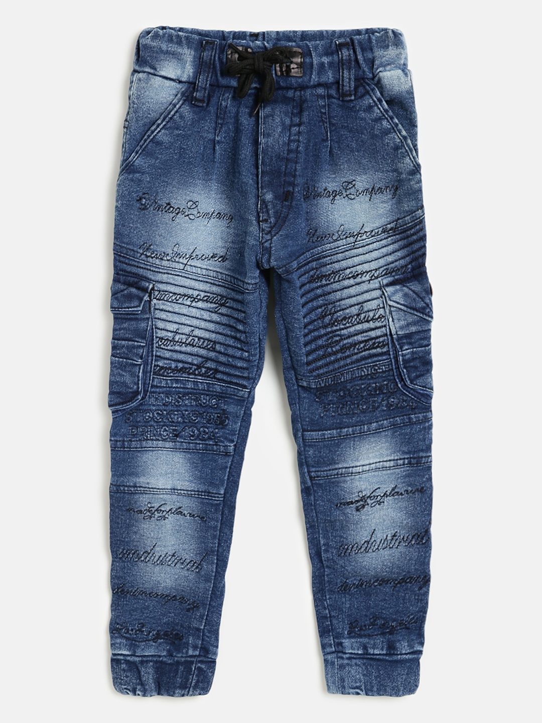 

AD & AV Boys Navy Blue Clean Look Embroidered Stretchable Joggers