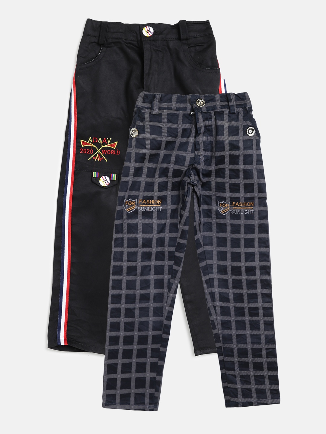 

AD & AV Boys Pack of 2 Regular Fit Trousers, Black