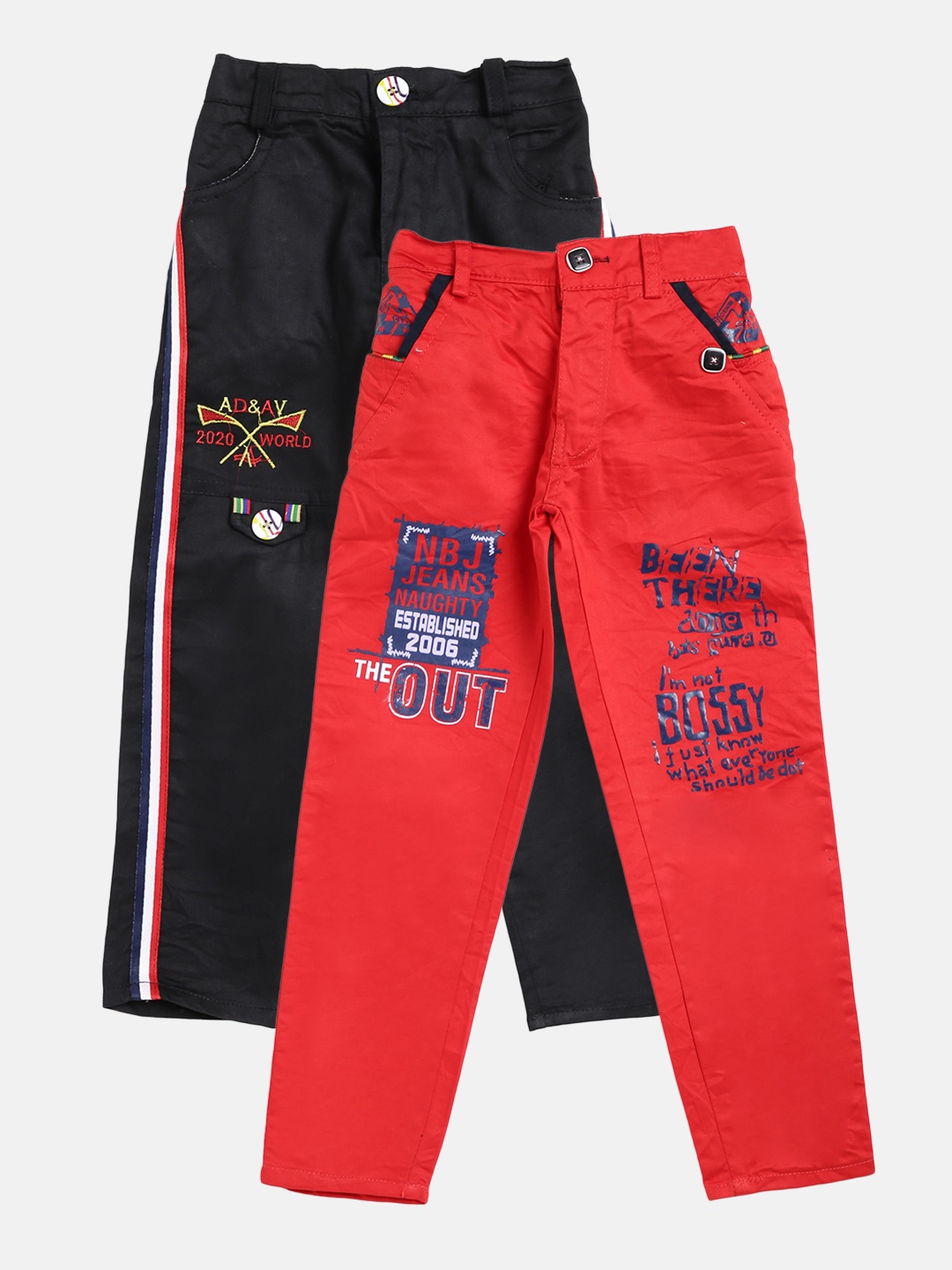 

AD & AV Boys Pack of 2 Regular Fit Trousers, Red