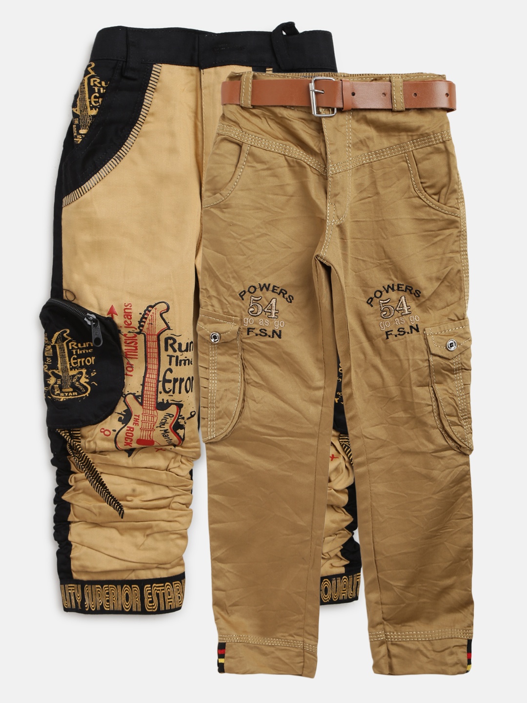 

AD & AV Boys Pack of 2 Regular Fit Cargos, Khaki