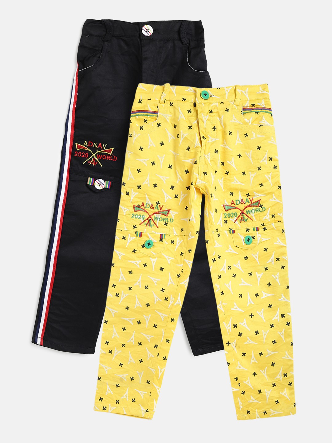 

AD & AV Boys Pack of 2 Regular Fit Trousers, Yellow