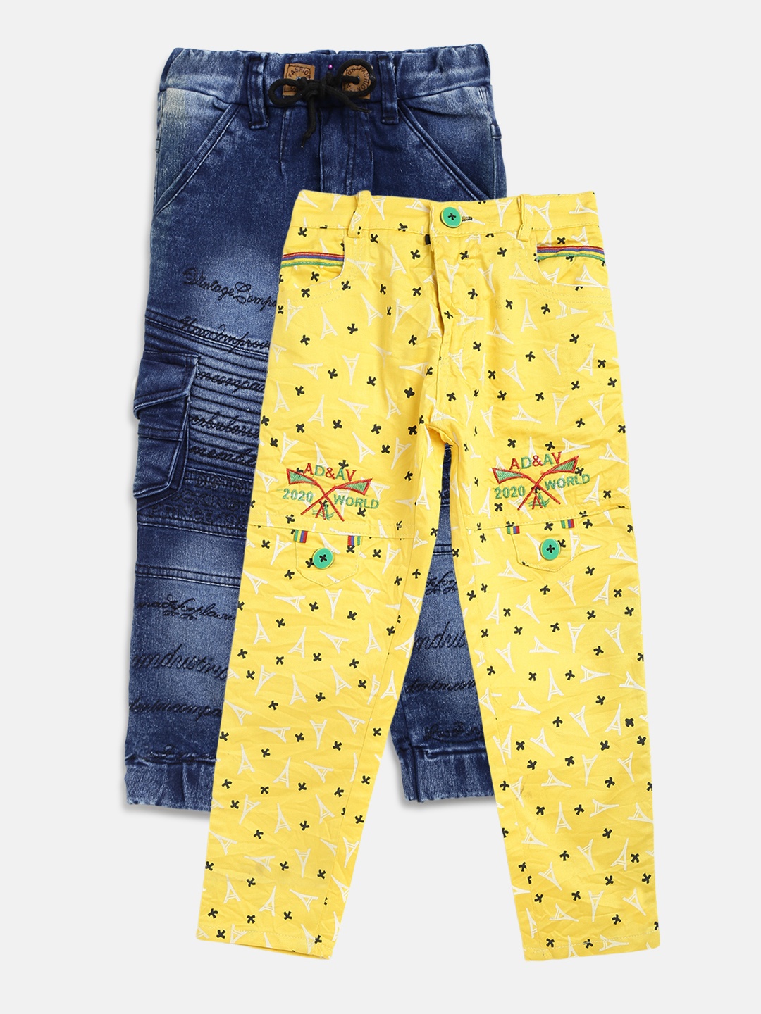

AD & AV Boys Pack of 2 Regular Fit Trousers, Yellow
