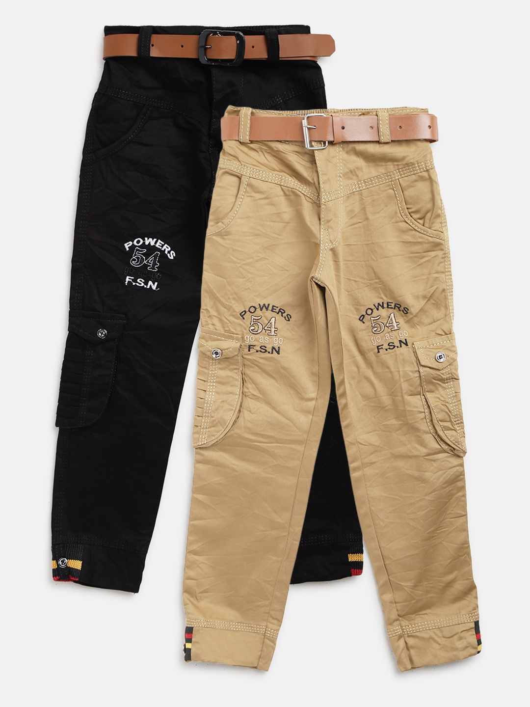

AD & AV Boys Pack of 2 Regular Fit Cargo Joggers, Khaki