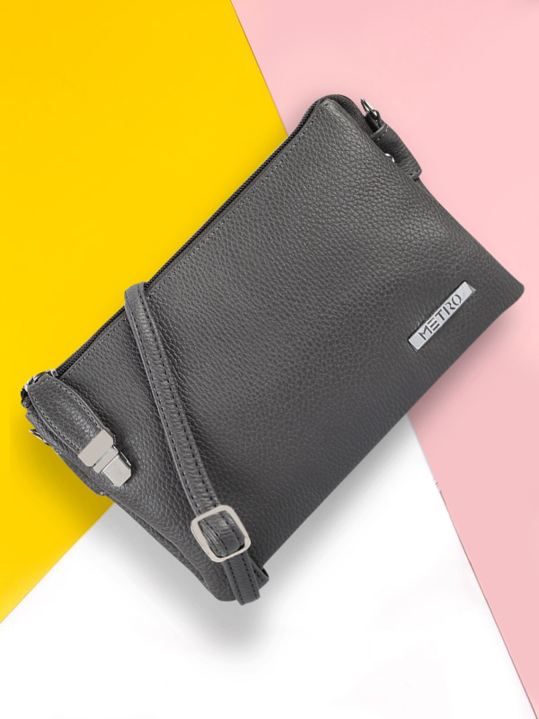 

Metro Grey Solid Sling Bag