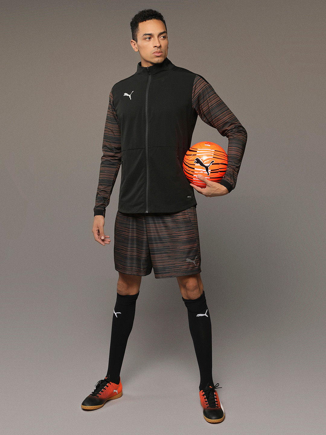 

Puma Men Black Printed Sporty Track Jacket