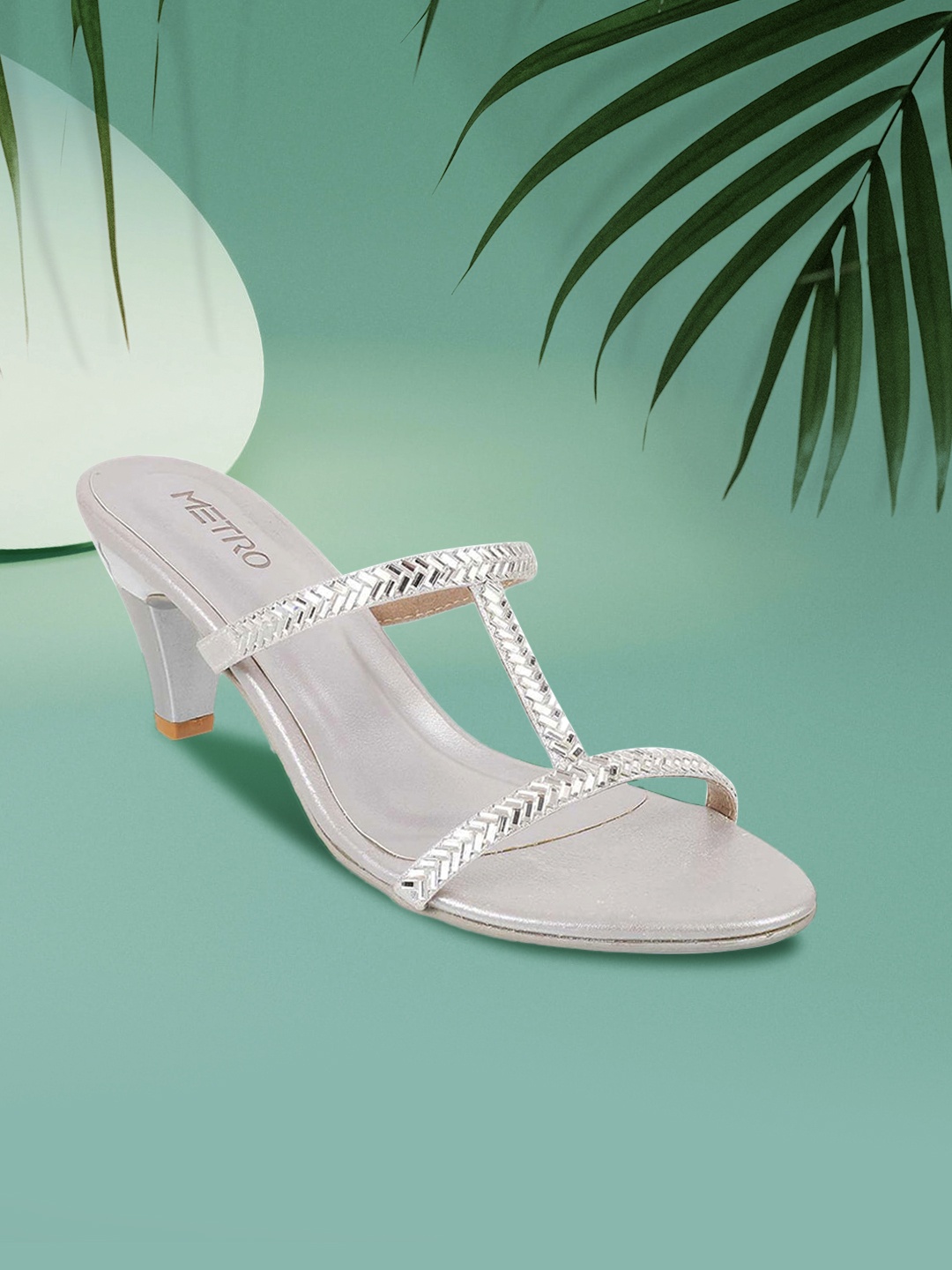 

Metro Women Silver-Toned Embellished Heels