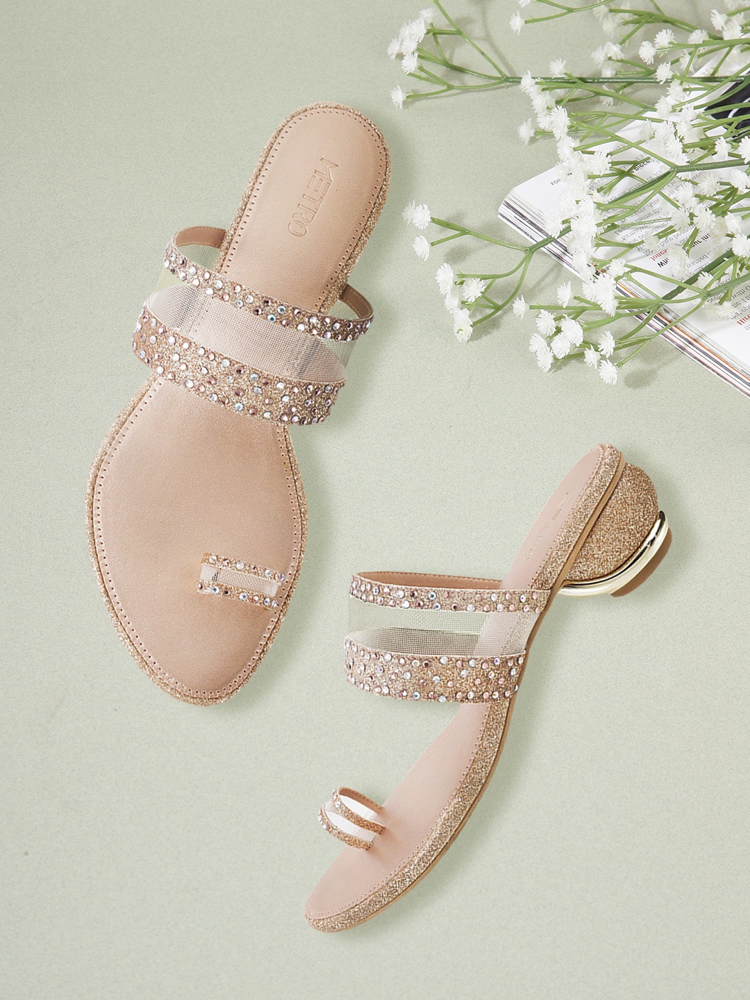 

Metro Women Beige Embellished Heels