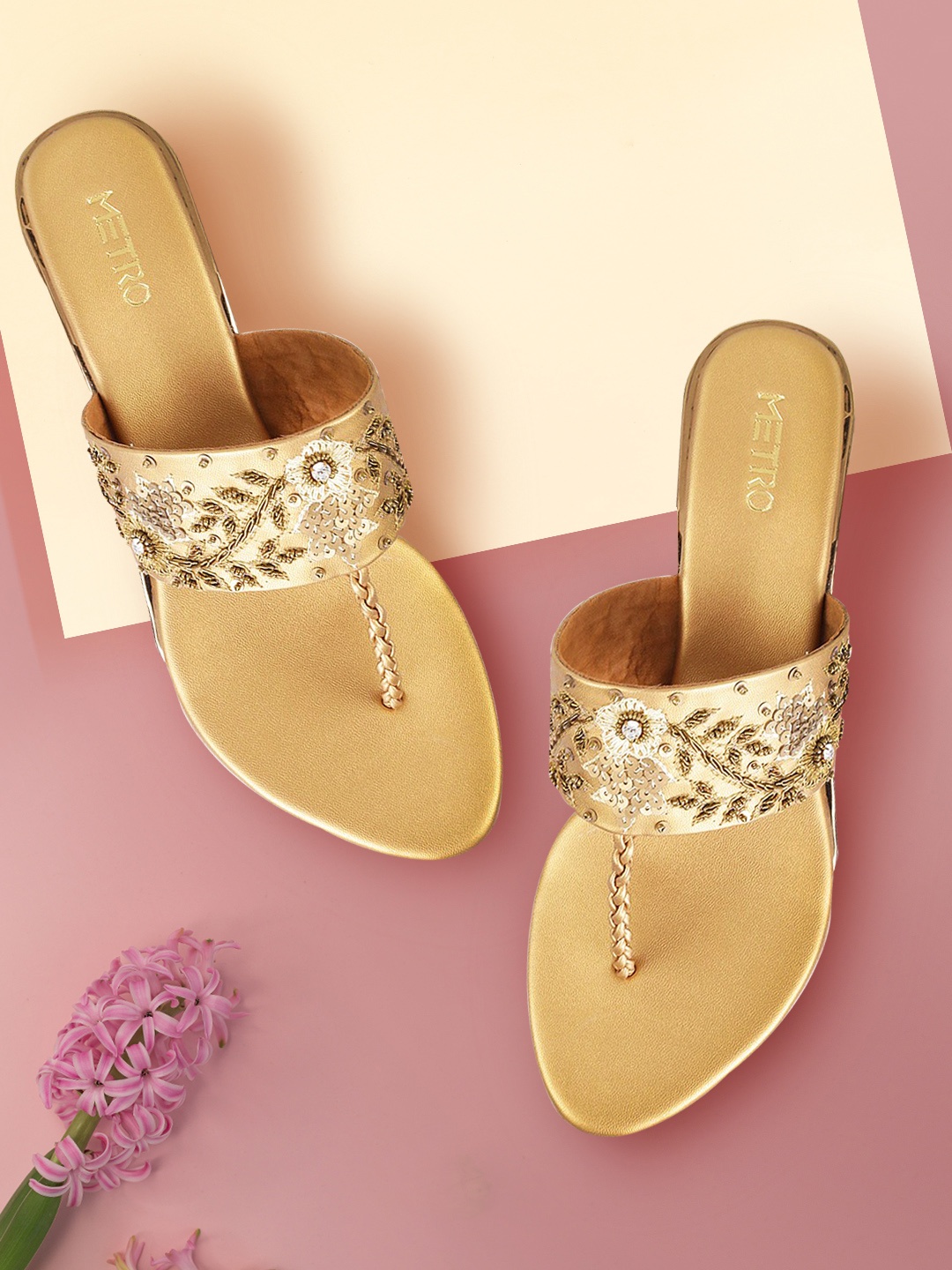 

Metro Women Gold-Toned Embellished Heels