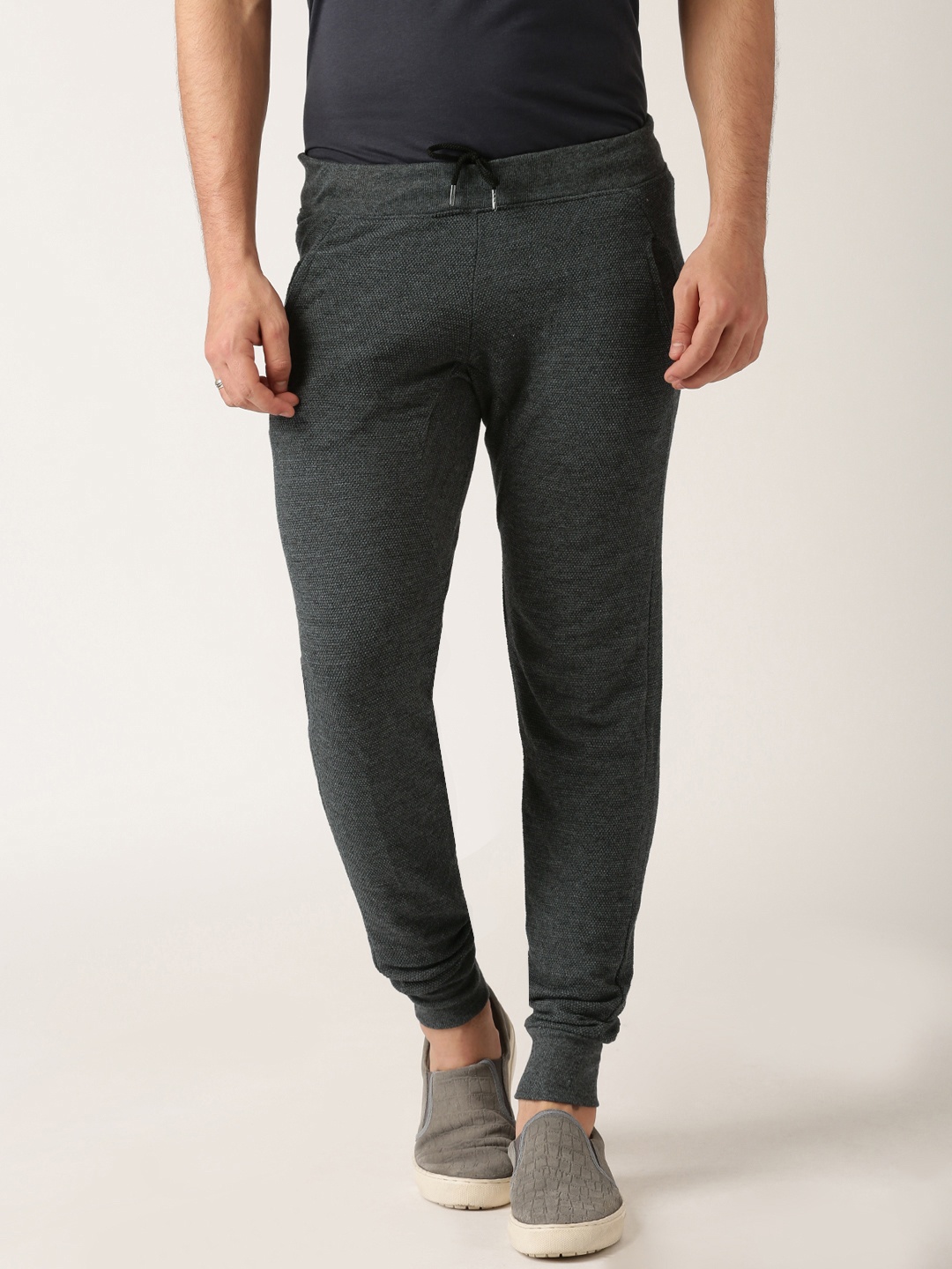 

ether Men Charcoal Grey Melange Jogger Track Pants