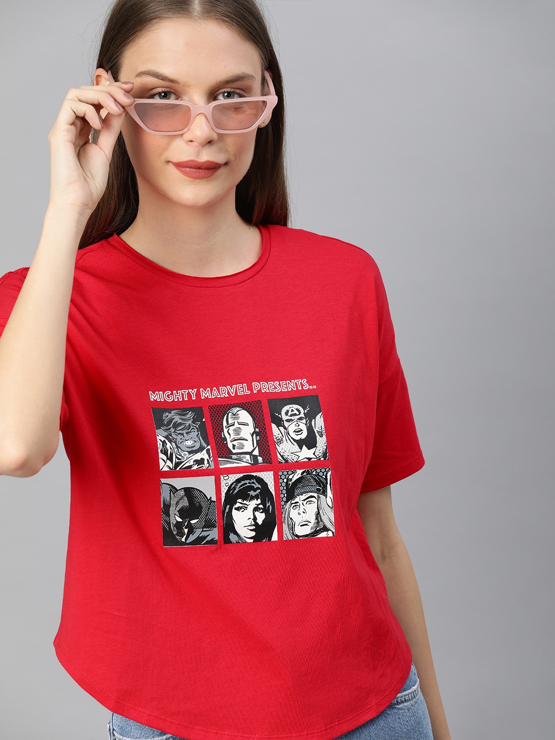 

Van Heusen Woman Women Red Marvel Avengers Printed Round Neck Pure Cotton T-shirt