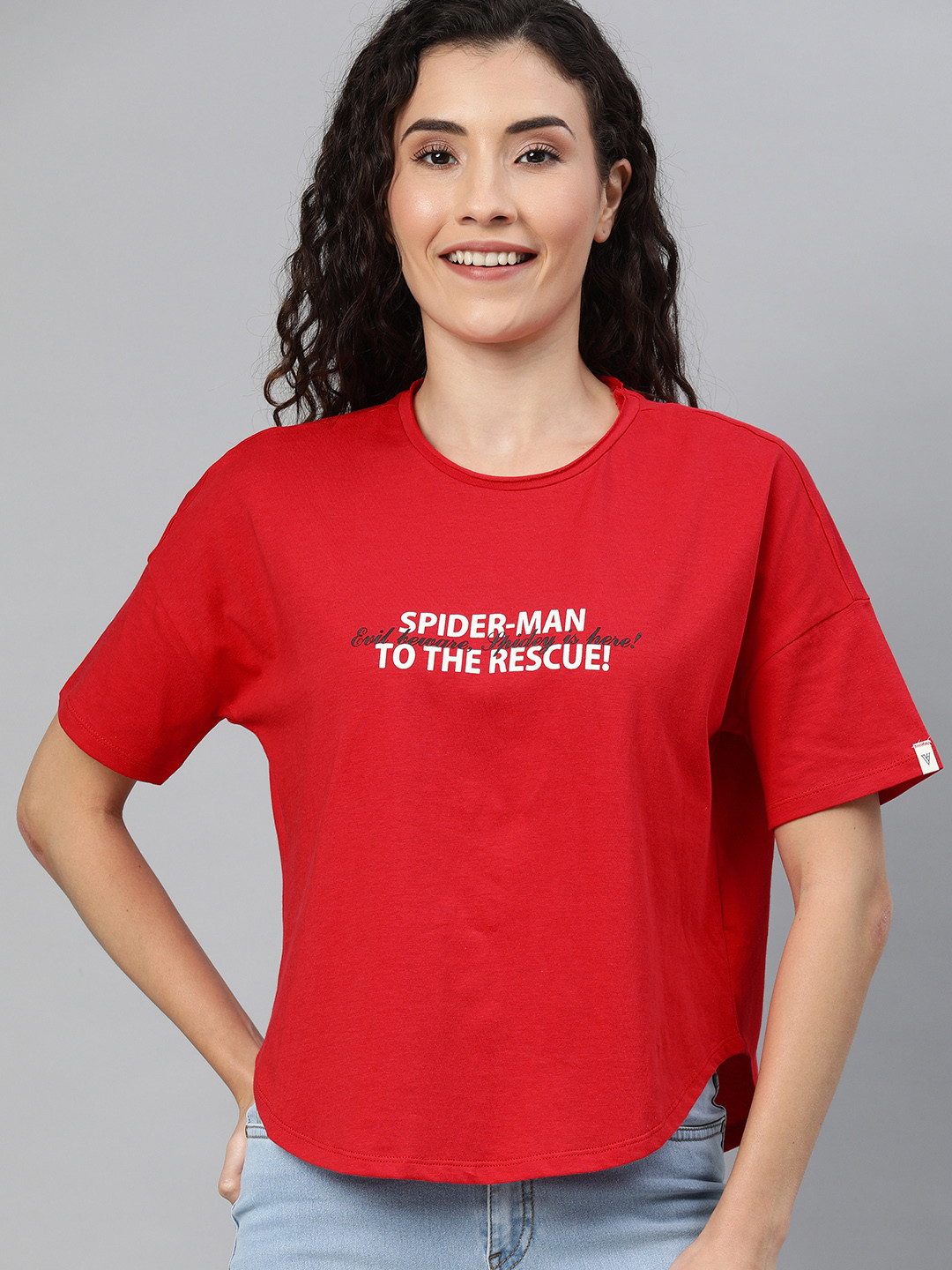 

Van Heusen Woman Red Printed Round Neck Pure Cotton T-shirt