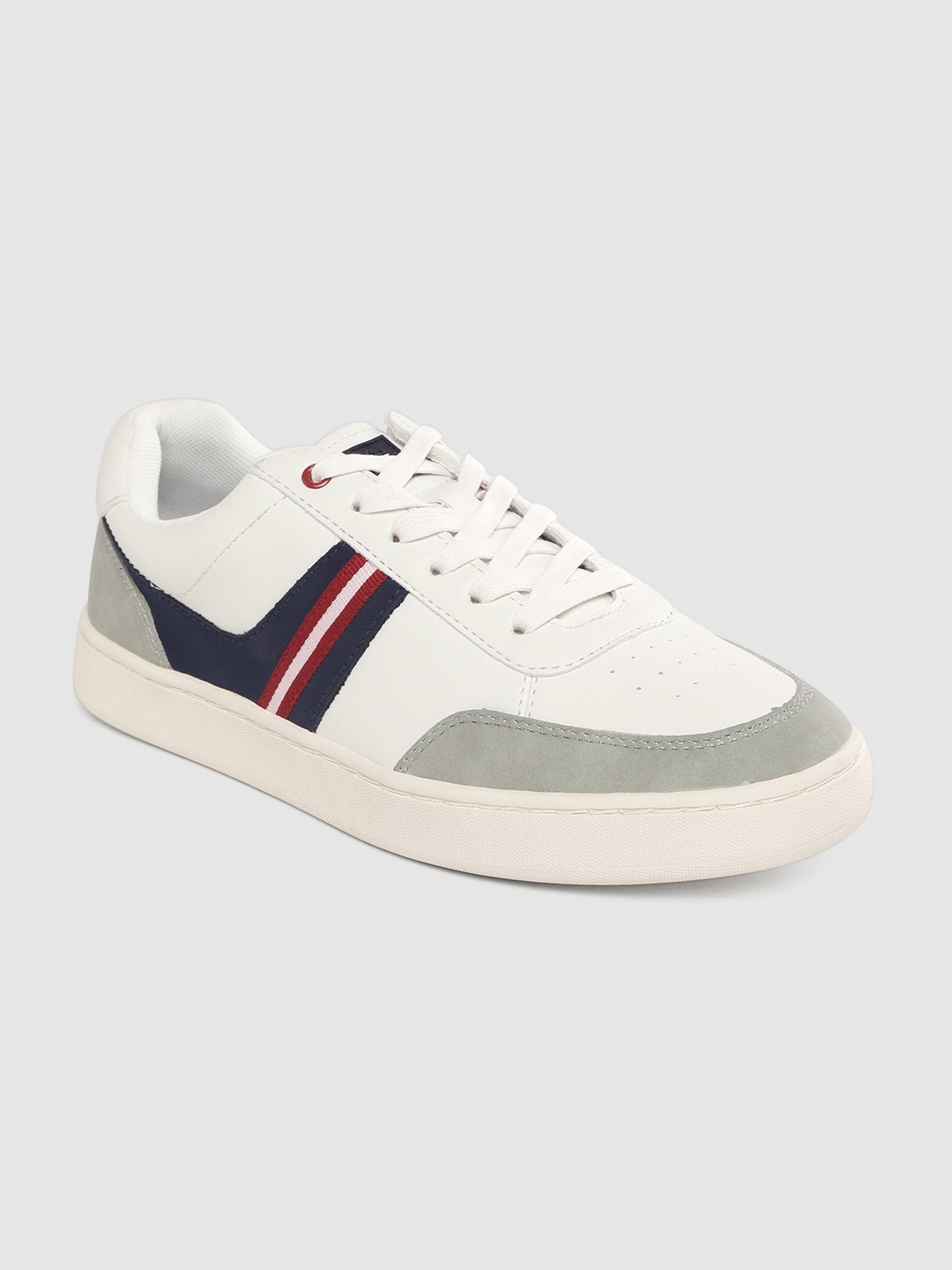 

Louis Philippe Sport Men White & Grey Colourblocked Sneakers with Perforated Detail