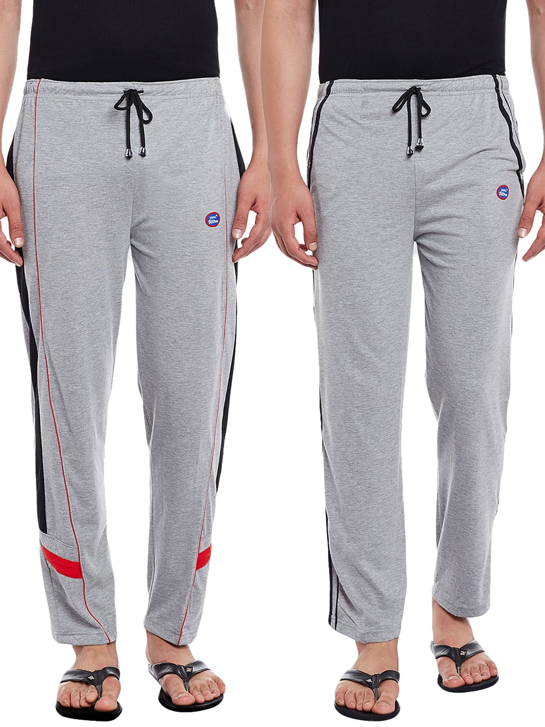 

VIMAL Men Set Of 2 Solid Lounge Pants, Grey melange