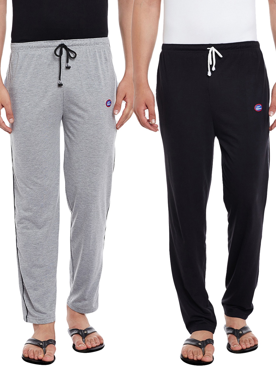 

VIMAL Men Set Of 2 Grey And Black Solid Lounge Pants