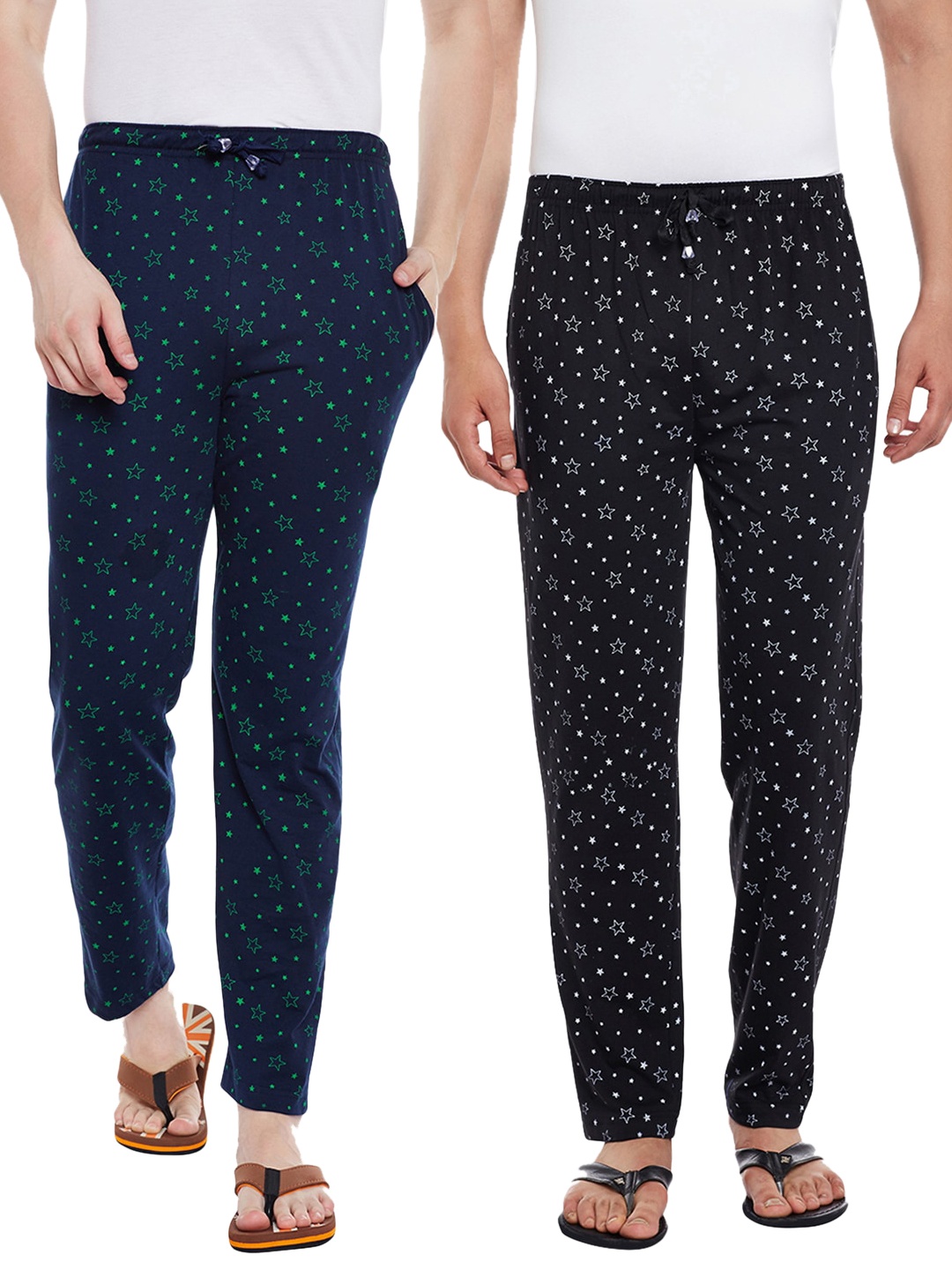 

VIMAL JONNEY Men Pack of 2 Printed Lounge Pants, Black