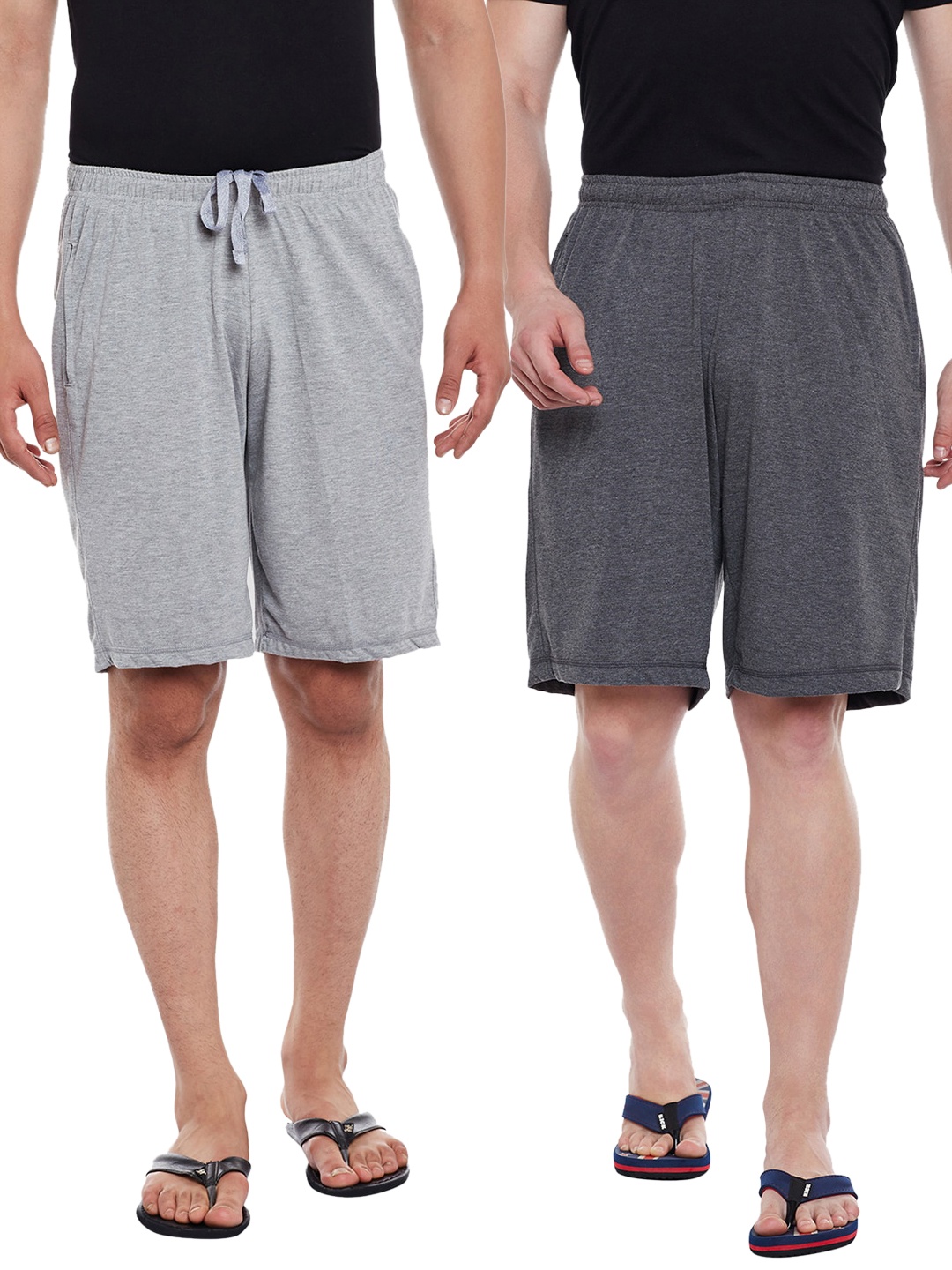 

VIMAL Men Pack of 2 Lounge Shorts, Grey melange