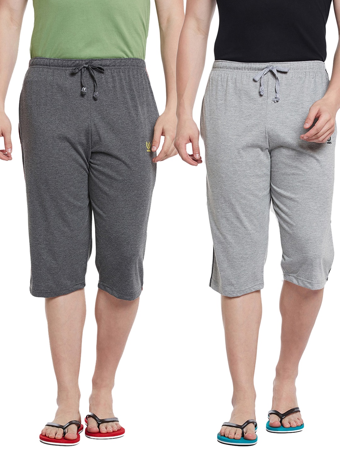 

MACK JONNEY Men Pack of 2 Lounge Shorts, Grey melange