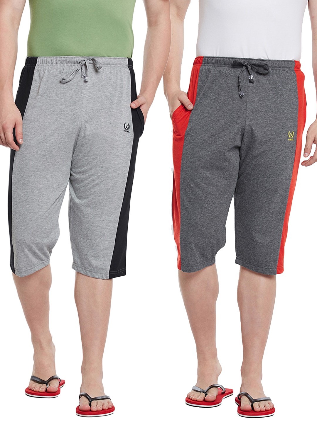 

MACK JONNEY Men Pack of 2 Solid Lounge Shorts, Grey melange