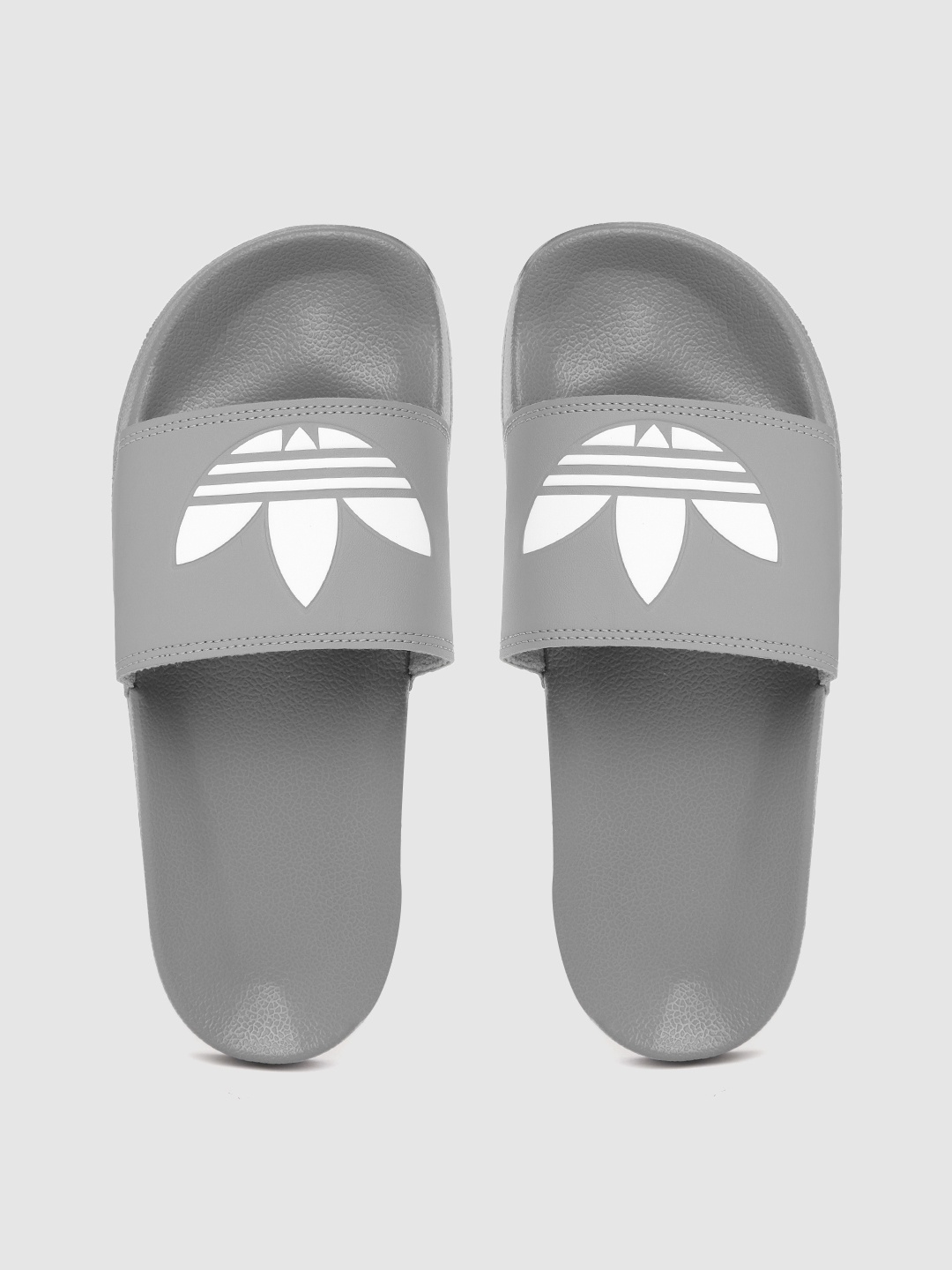 

ADIDAS Originals Men Grey & White Brand Logo Print Adilette Lite Sustainable Sliders