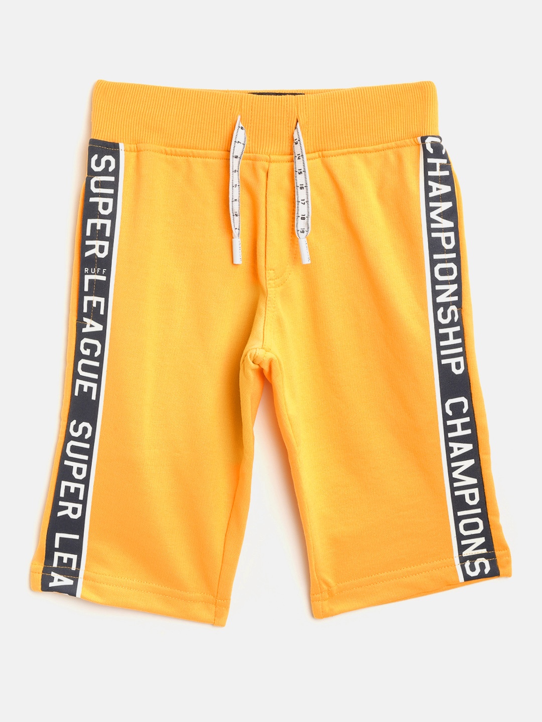 

RUFF Boys Yellow Solid Slim Fit Regular Shorts with Print Detail