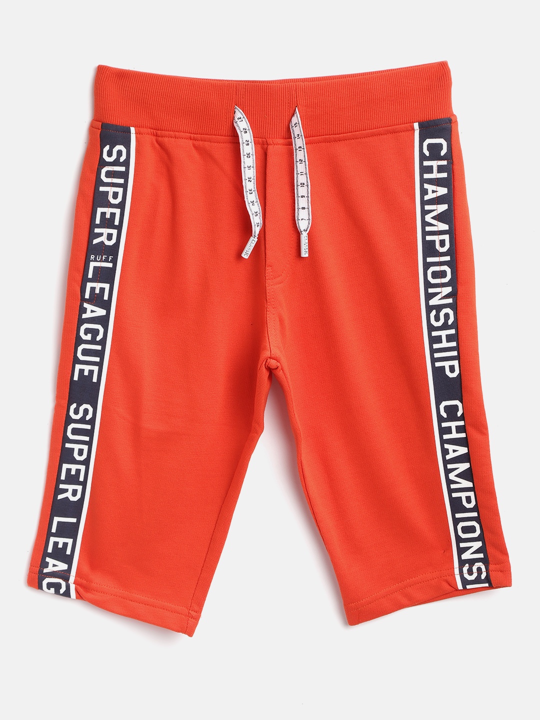 

RUFF Boys Orange Solid Slim Fit Regular Shorts with Printed Details
