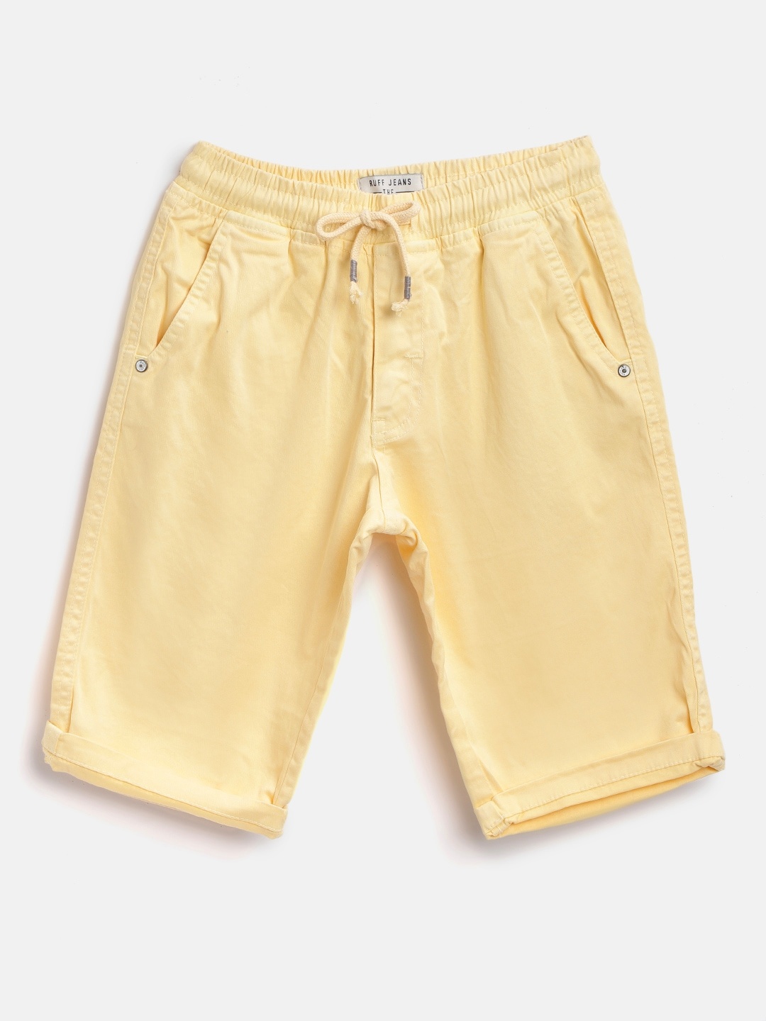 

RUFF Boys Yellow Solid Slim Fit Shorts