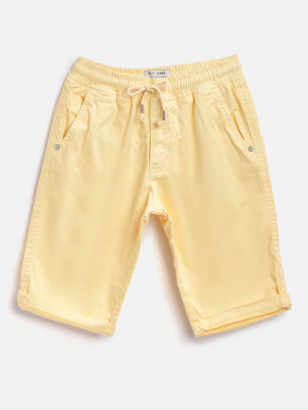 

RUFF Boys Yellow Solid Slim Fit Shorts