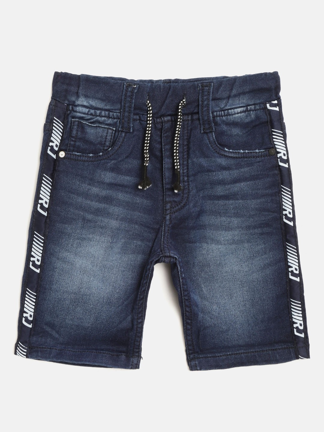 

RUFF Boys Navy Blue Washed Slim Fit Denim Shorts