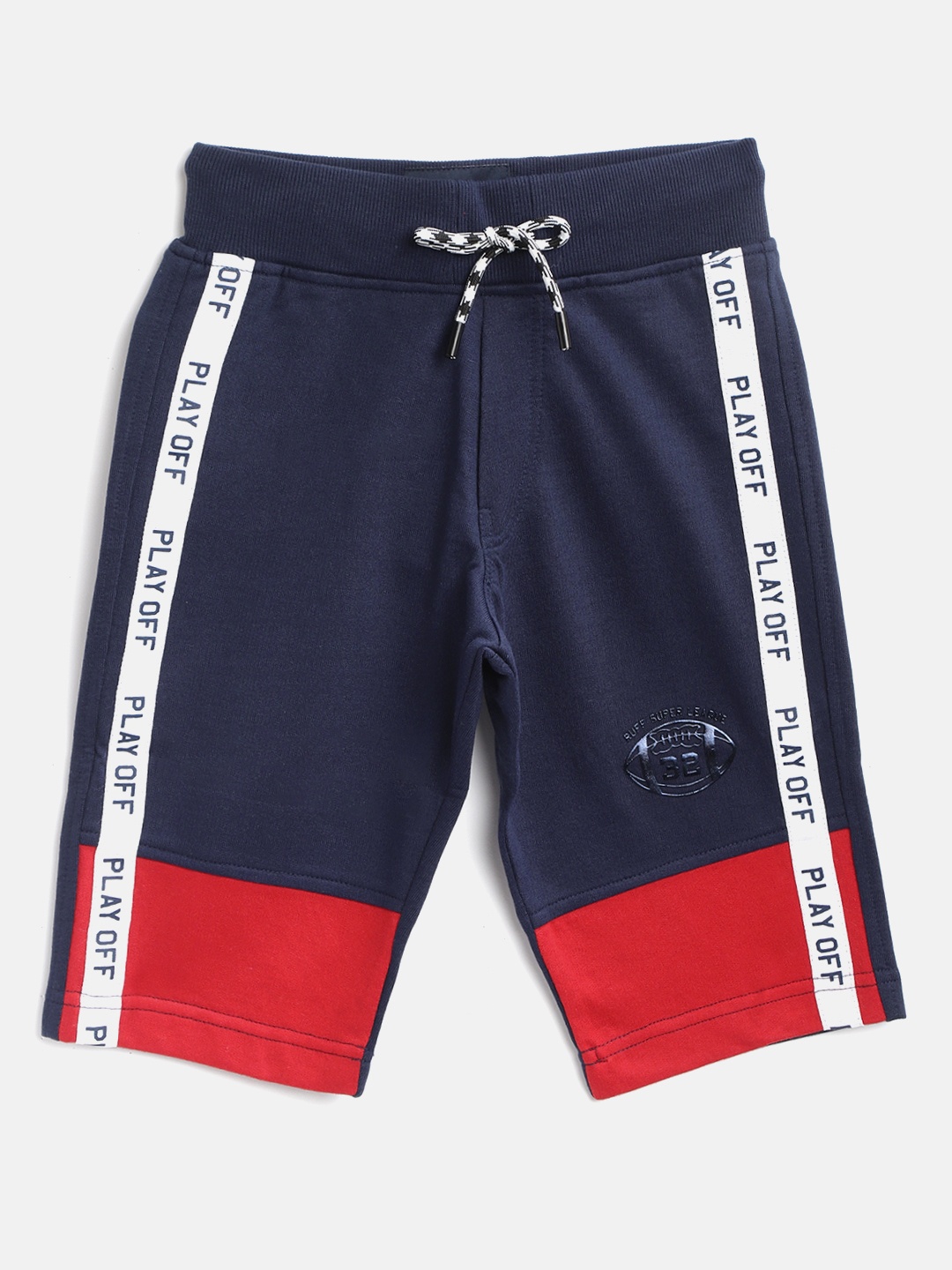 

RUFF Boys Navy Blue & Red Colourblocked Slim Fit Regular Shorts