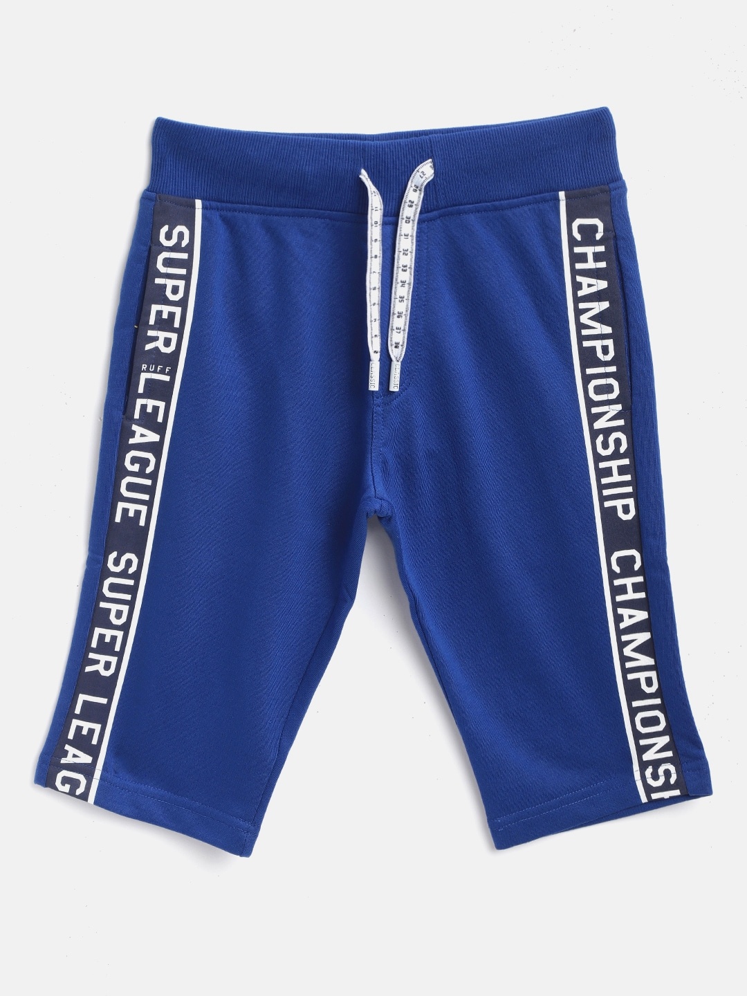 

RUFF Boys Blue & White Printed Slim Fit Regular Shorts