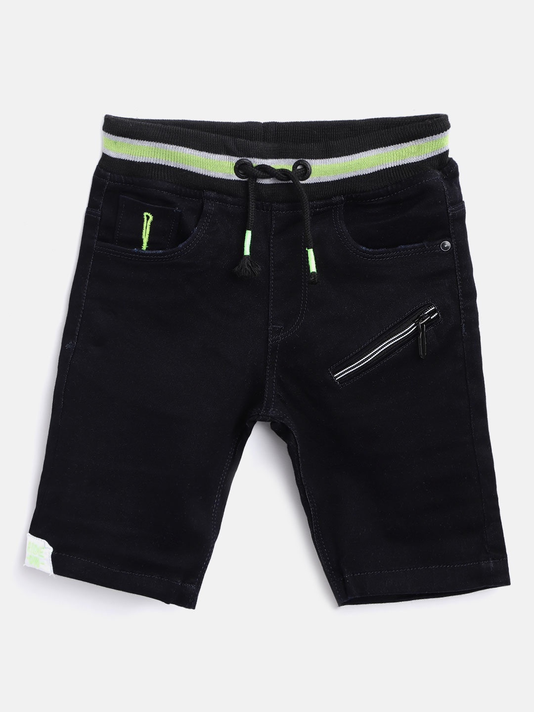 

RUFF Boys Navy Blue Solid Slim Fit Shorts