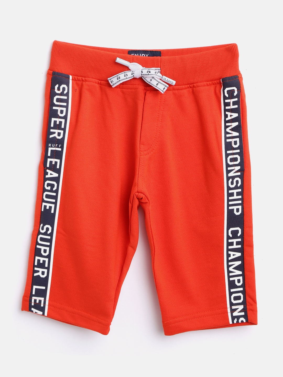 

RUFF Boys Orange Solid Slim Fit Shorts with Side Stripe