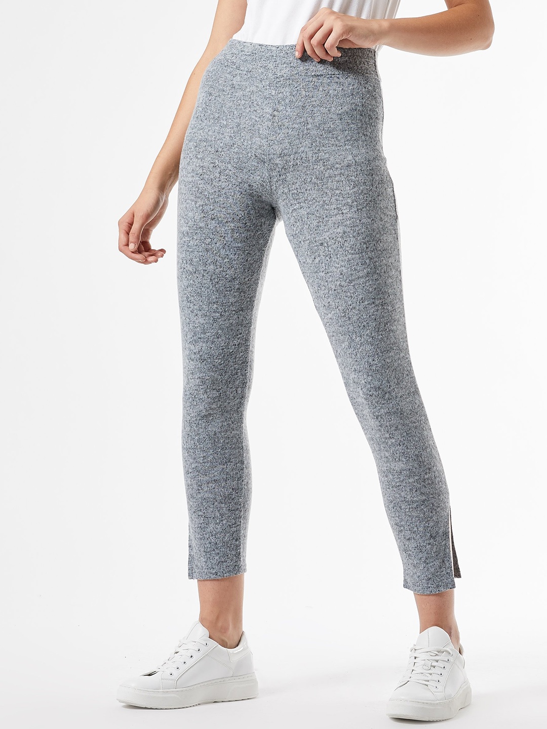 

DOROTHY PERKINS Women Grey Melange Solid Cropped Winter Leggings