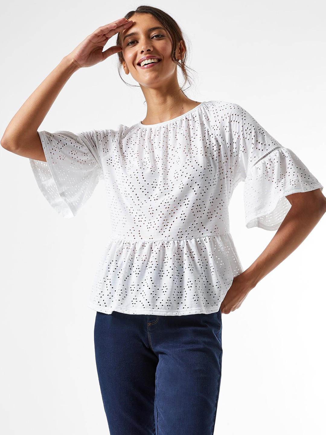 

DOROTHY PERKINS Women White Self Design Peplum Top