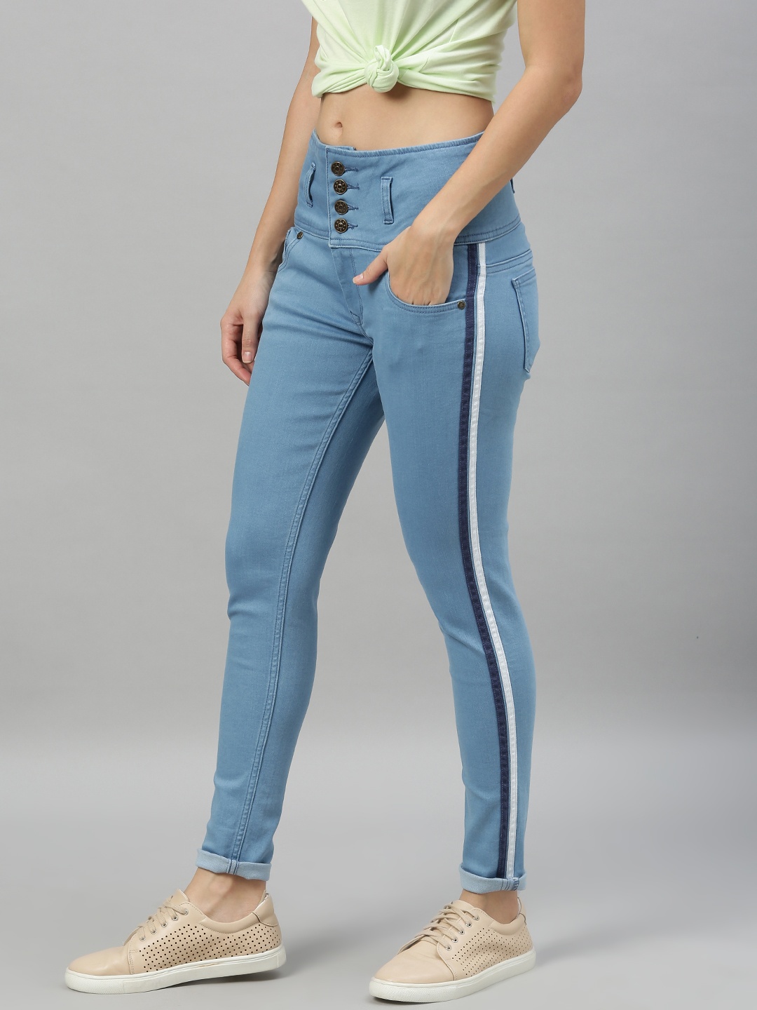 

Enviously Young Women Blue Slim Fit High-Rise Clean Look Stretchable Jeans