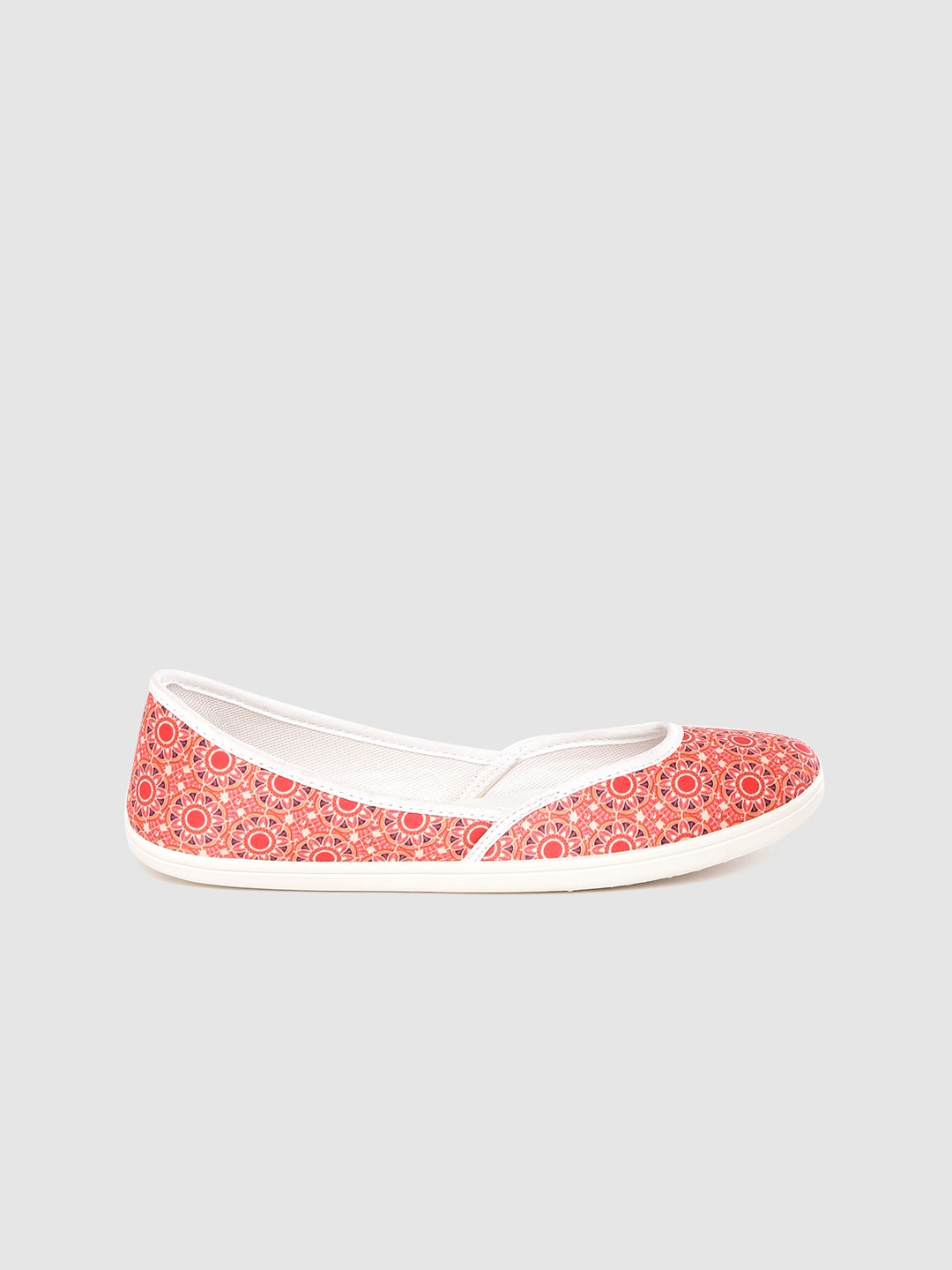 

Anouk Women Coral Orange & Navy Ethnic Print Washable & Handcrafted Ballerinas