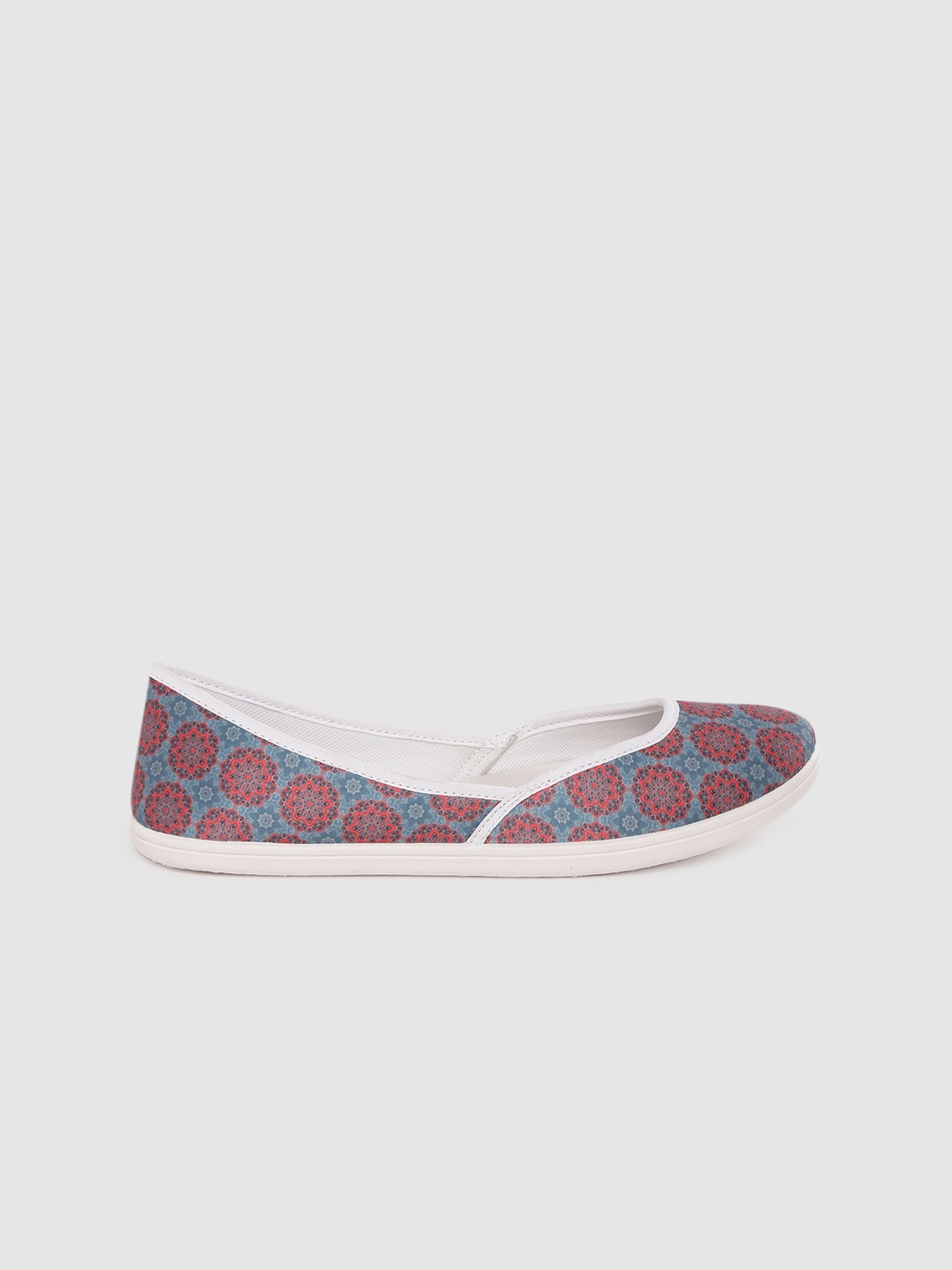 

Anouk Women Teal Blue & Red Floral Print Washable & Handcrafted Ballerinas