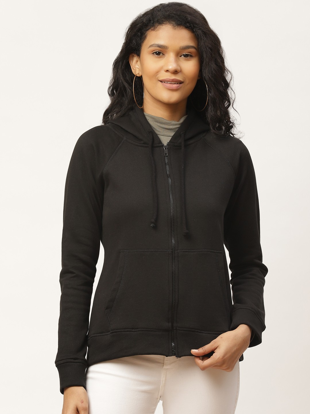 

Rute Women Black Solid Hooded Sweatshirt