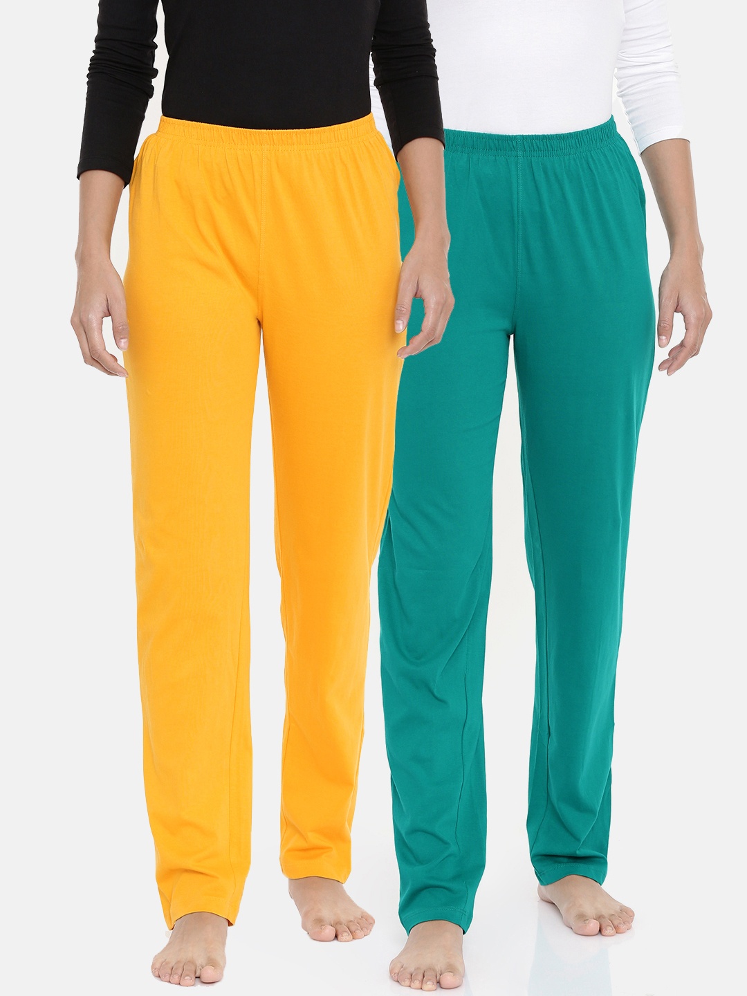 

zebu Women Yellow & Green Solid Lounge Pants