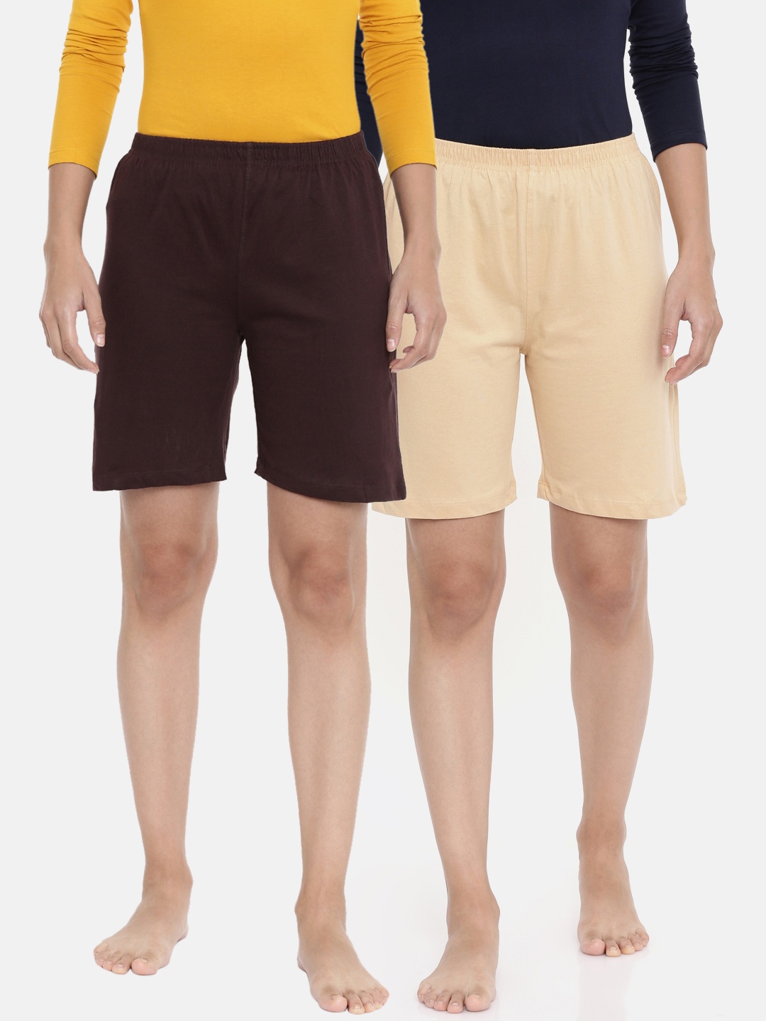 

zebu Women Beige Solid Lounge Shorts