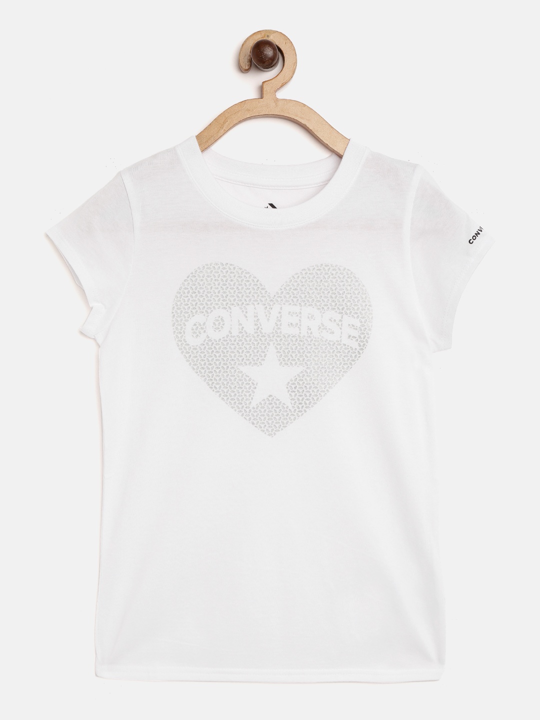 

Converse Girls White & Silver Brand Logo Print Round Neck T-shirt