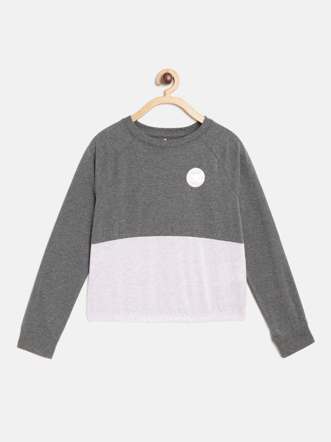 

Converse Girls Charcoal Grey & Pink Colourblocked Boxy Top