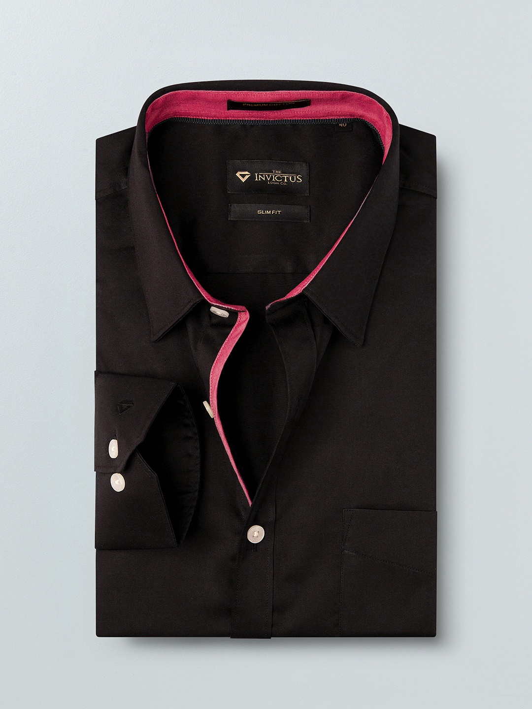 

INVICTUS Men Black Lightweight Slim Fit Solid Formal Shirt